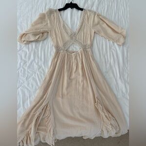 Free People cream maxi dress